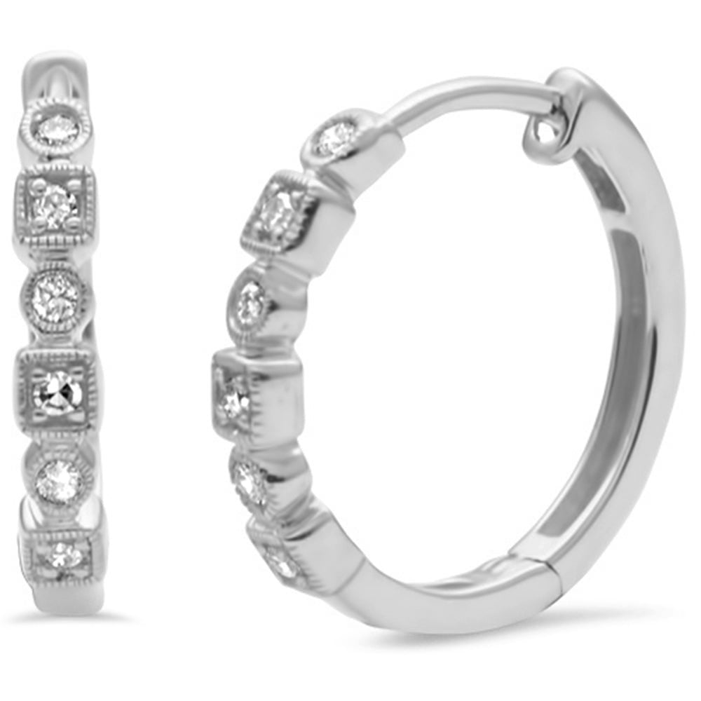 Muse Jewelry .10ct G SI 10K White Gold Diamond Round & Princess Shaped Hoop Earrings