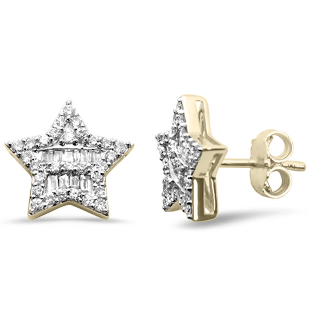 Muse Jewelry .50ct G SI 14K Yellow Gold Diamond Star Shaped Round & Baguete Earrings