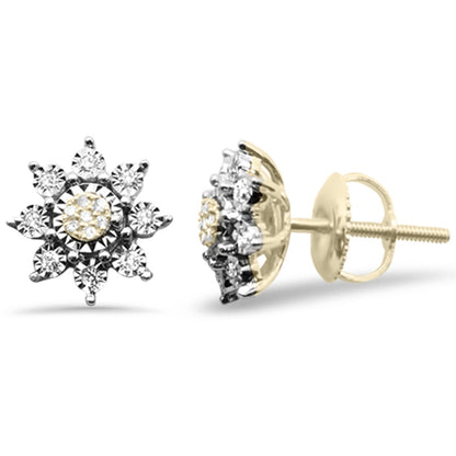 Muse Jewelry .12ct G SI 10K Yellow Gold Diamond Starburst Earrings