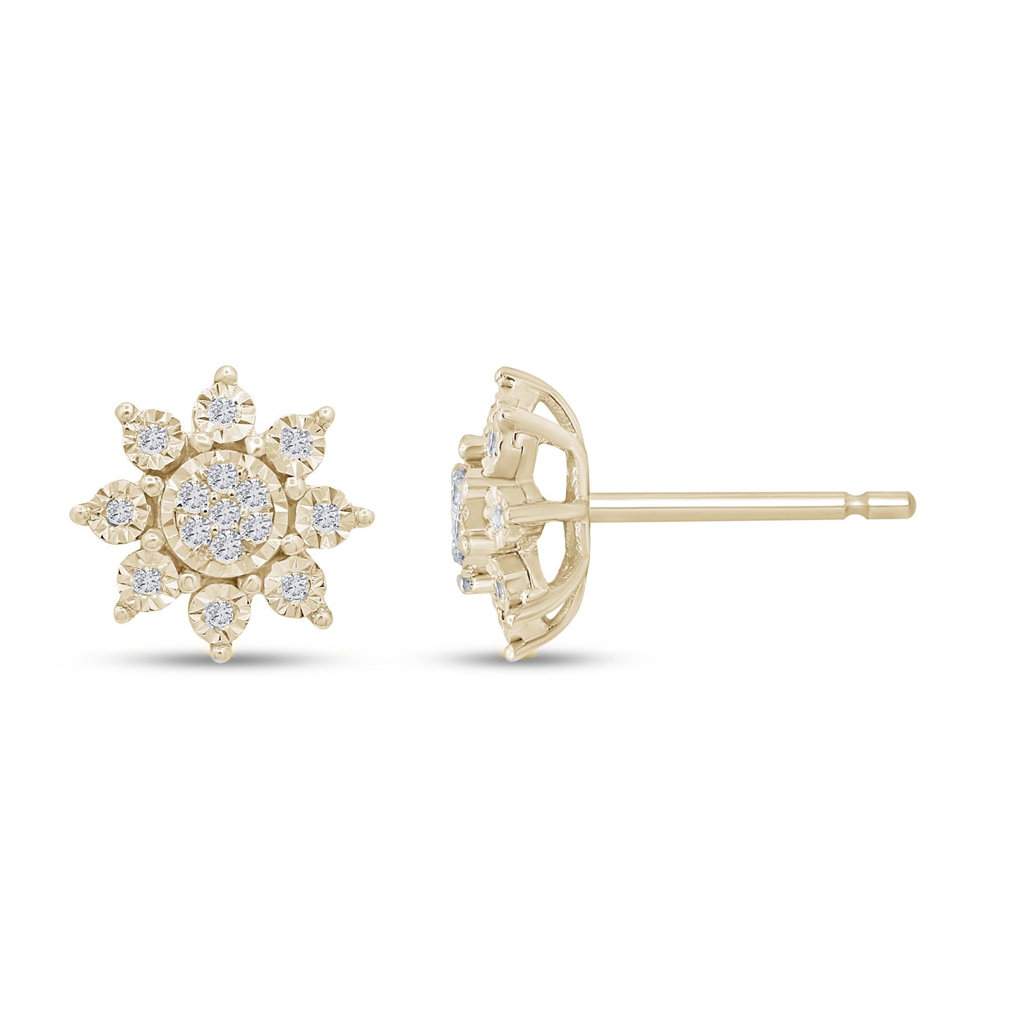 Muse Jewelry .12ct G SI 10K Yellow Gold Diamond Starburst Earrings