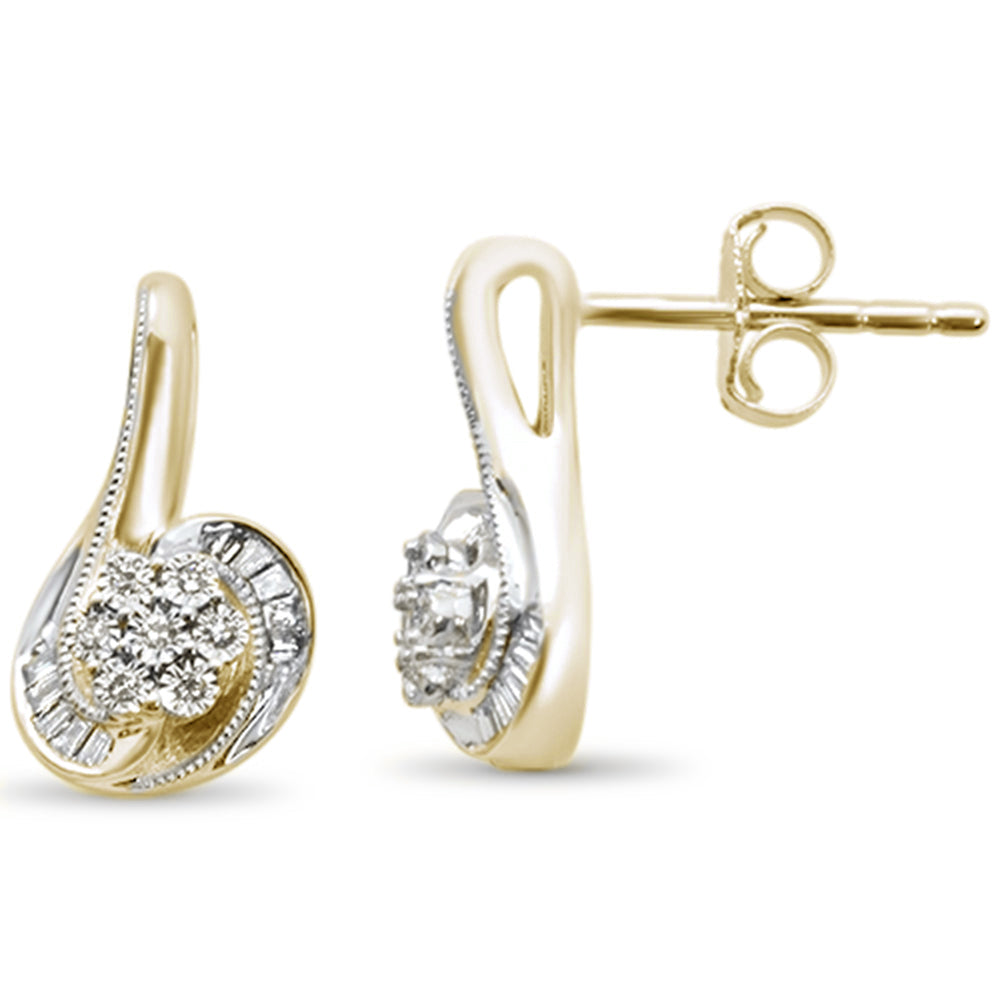 Muse Jewelry .11ct G SI 14K Yellow Gold Diamond Round & Baguette Drop Earrings