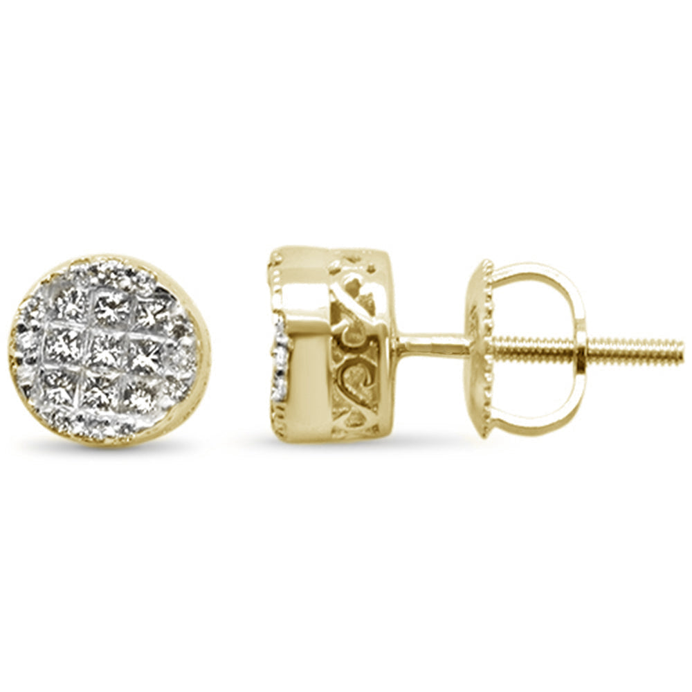 Muse Jewelry .43ct G SI 10K Yellow Gold Diamond Round and Princess Cut Earrings