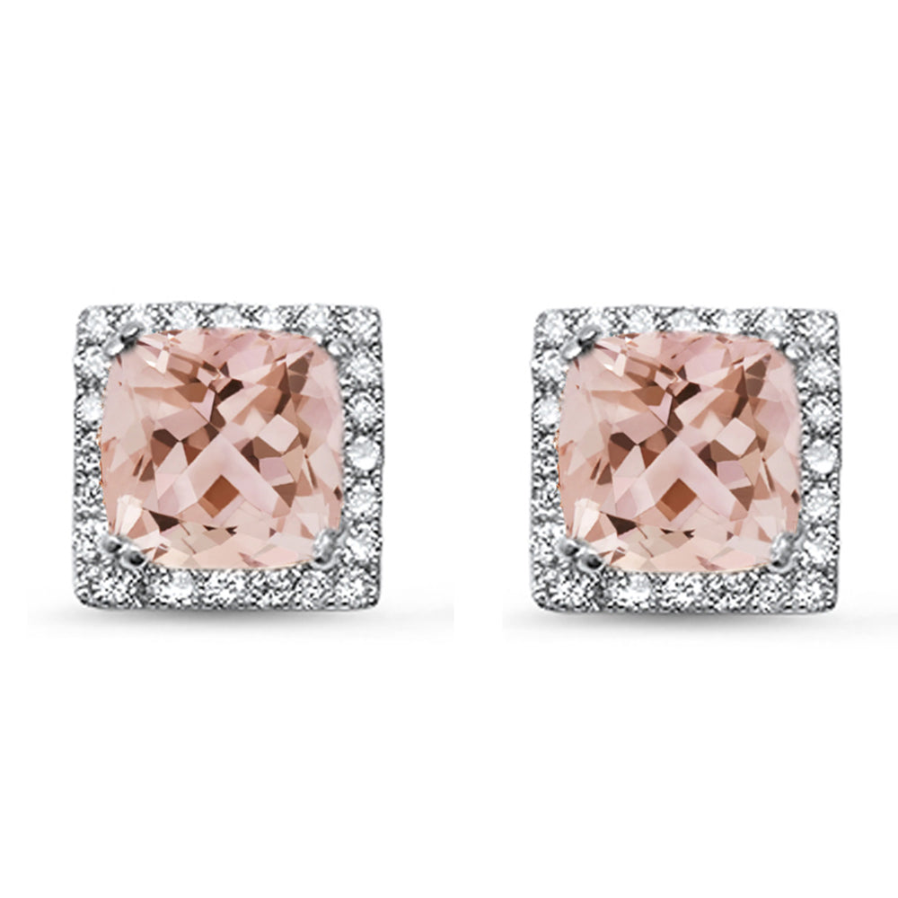 Muse Jewelry 1.33cts 14k White Gold Morganite Gemstone & Round Diamond Earrings