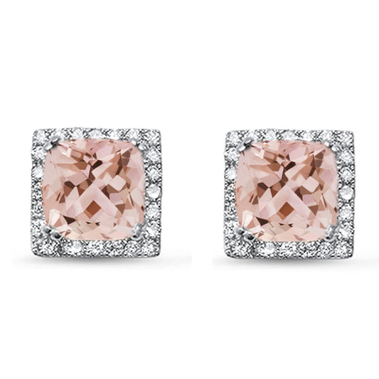 Muse Jewelry 1.33cts 14k White Gold Morganite Gemstone & Round Diamond Earrings