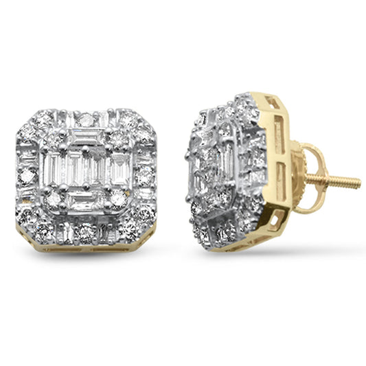 Muse Jewelry 1.44ct G SI 10K Yellow Gold Round & Baguette Diamond Earrings