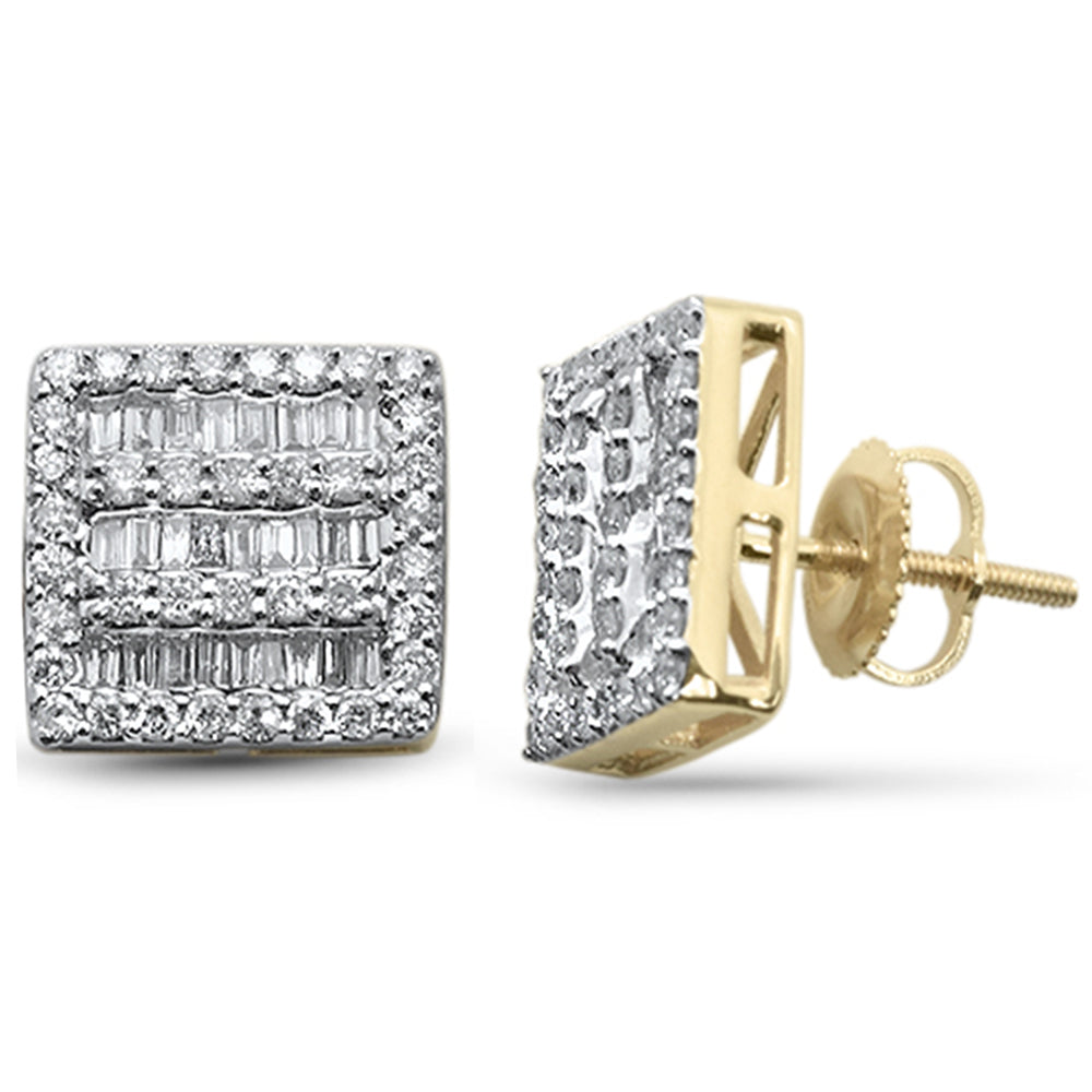 Muse Jewelry .90ct G SI 10K Yellow Gold Round & Baguette Diamond Earrings