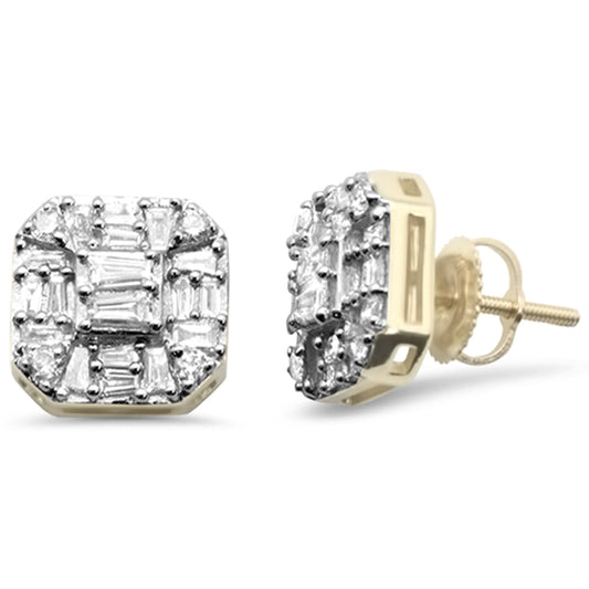 Muse Jewelry .86ct G SI 10K Yellow Gold Round & Baguette Diamond Earrings