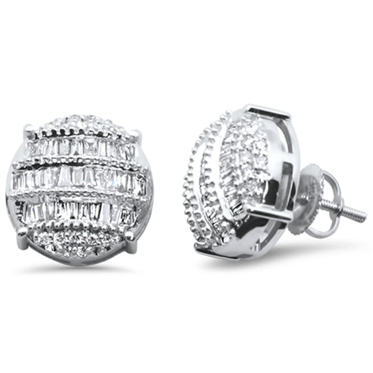 Muse Jewelry .78ct G SI 14K White Gold Round & Baguette Diamond Earrings