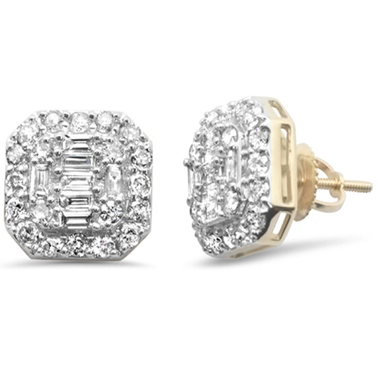 Muse Jewelry 1.63ct G SI 10K Yellow Gold Cushion Shaped Round & Baguette Diamond Halo Earrings