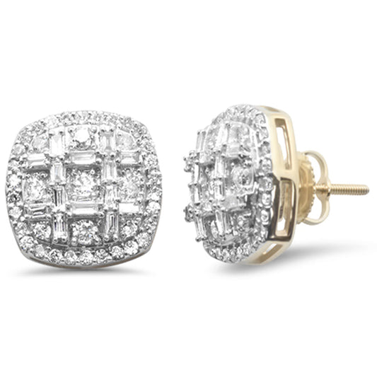 Muse Jewelry 1.33ct G SI 10K Yellow Gold Round & Baguette Diamond Halo Earrings