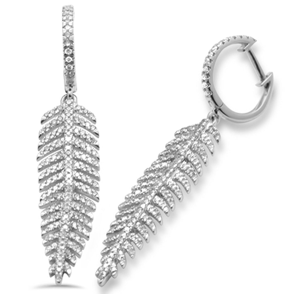 Muse Jewelry 1.18ct G SI 14K White Gold Leaf Drop Earrings