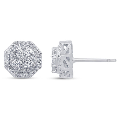 Muse Jewelry .52ct G SI 14K White Gold Filigree Earrings