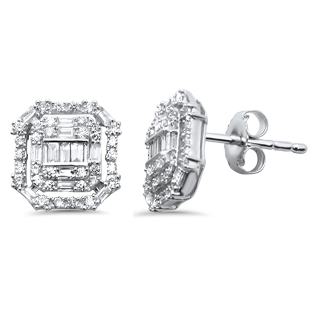 Muse Jewelry .50ct G SI 14K White Gold Round & Baguette Diamond Earring