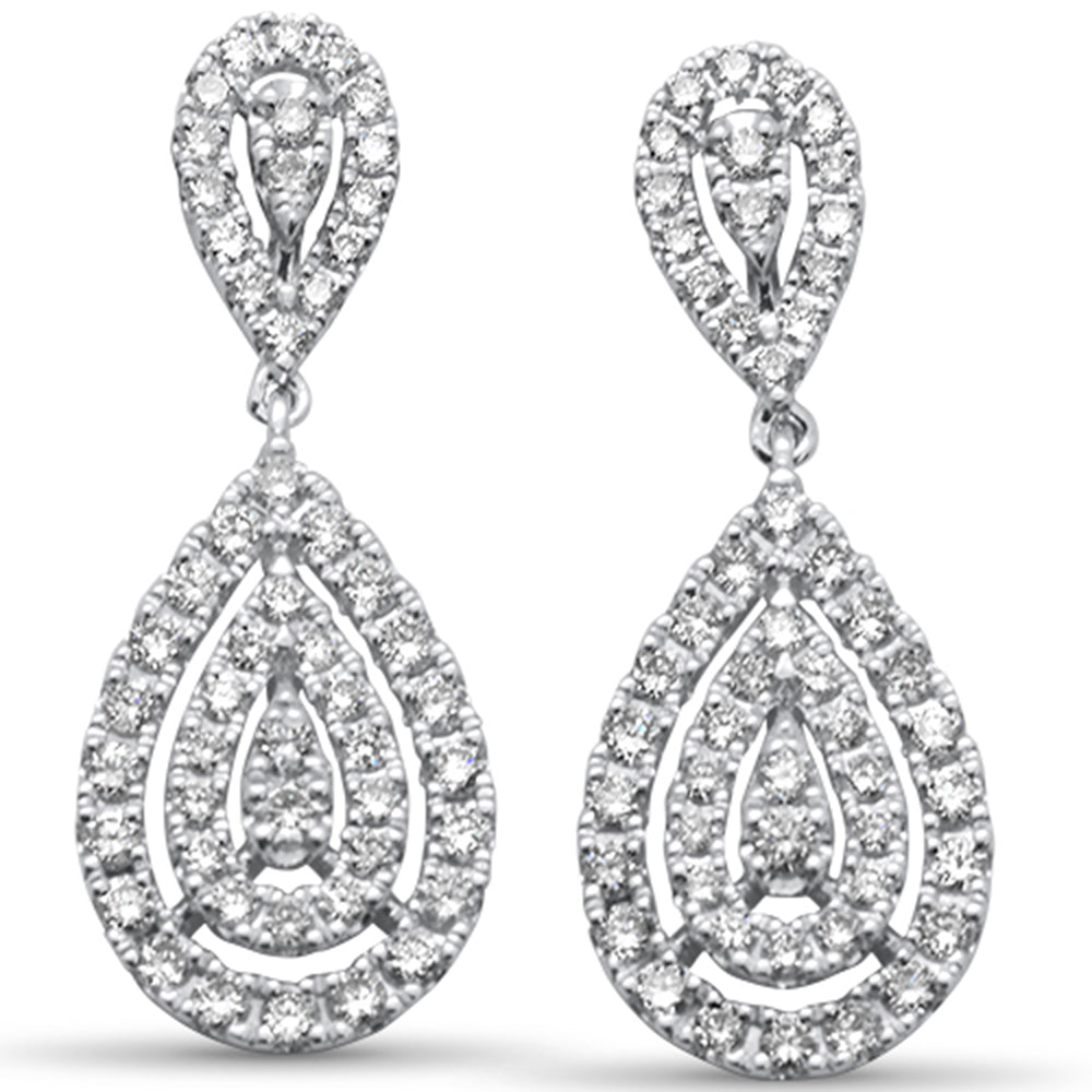 Muse Jewelry 1.49ct G SI 14K White Gold Diamond Pear Shape Dangling Earring