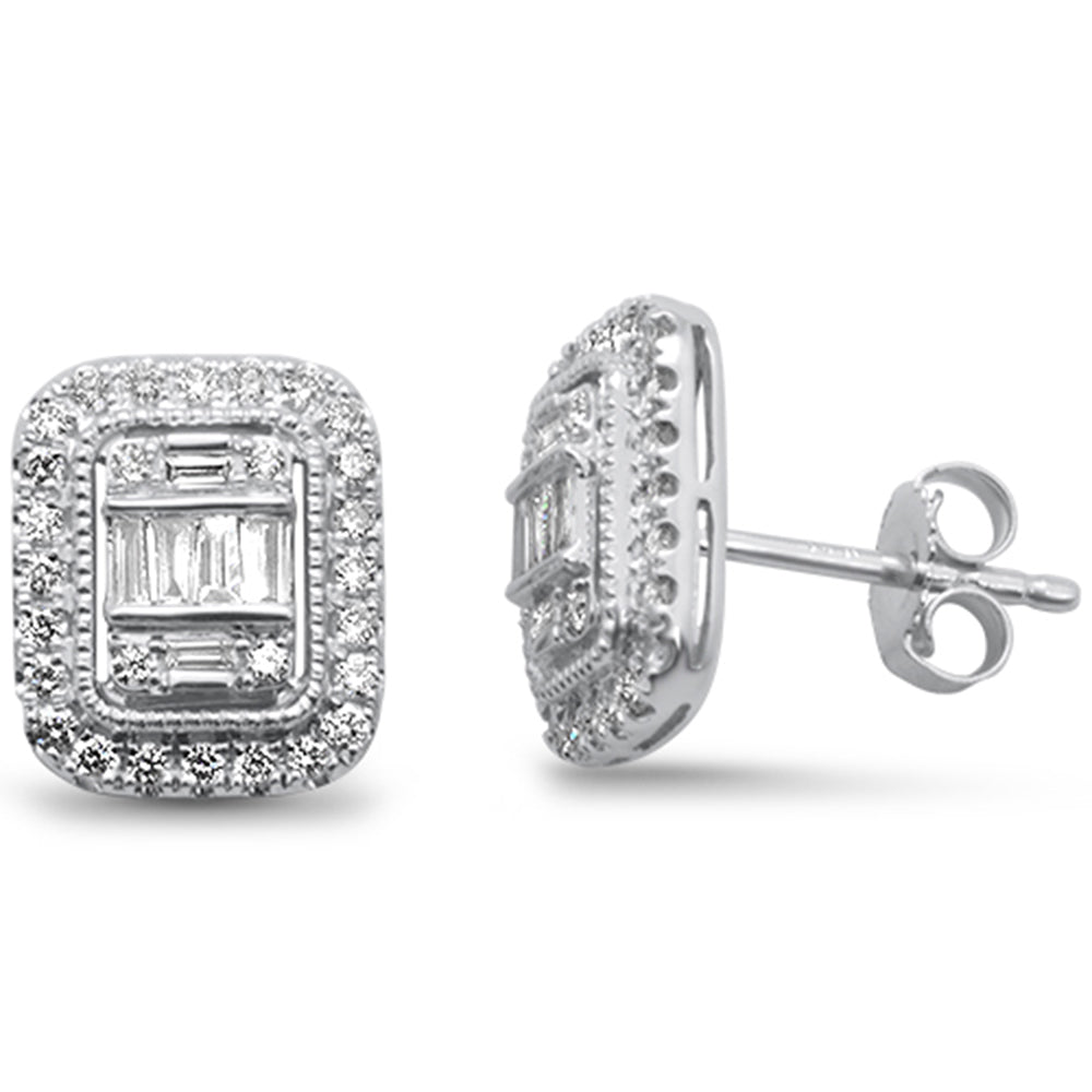 Muse Jewelry .54ct G SI 14K White Gold Round & Baguette Diamond Earring