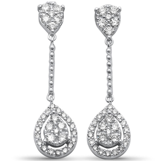 Muse Jewelry .48ct G SI 14K White Gold Diamond Pear Shape Dangling Earring