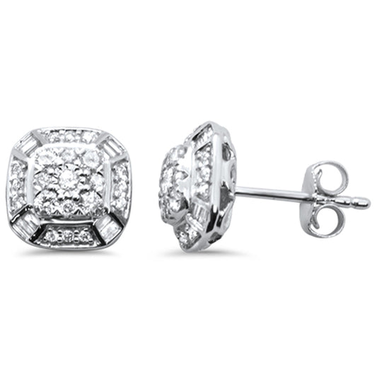 Muse Jewelry .48ct G SI 14K White Gold Round & Baguette Diamond Earring