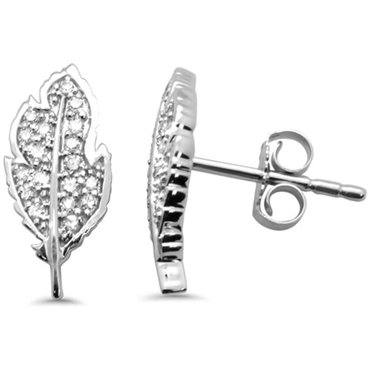 Muse Jewelry .16ct G SI 14K White Gold Diamond Leaf Shaped Earring