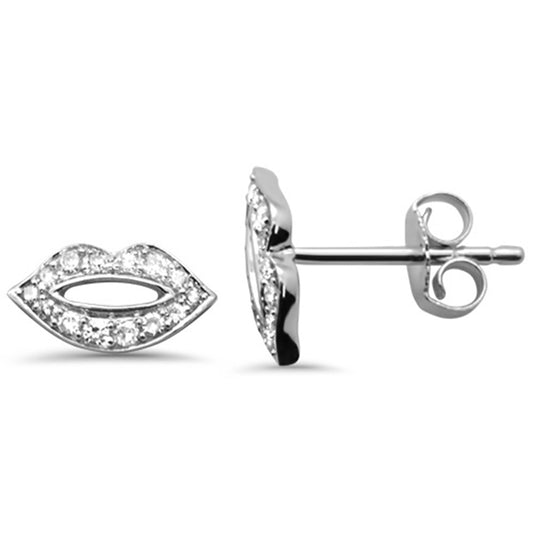 Muse Jewelry .15ct G SI 14K White Gold Diamond Lips Earring