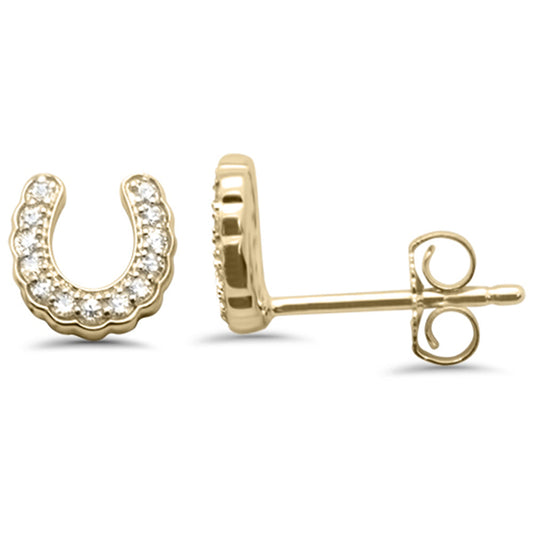 Muse Jewelry .10ct G SI 14K Yellow Gold Diamond Horse Shoe Stud Earrings