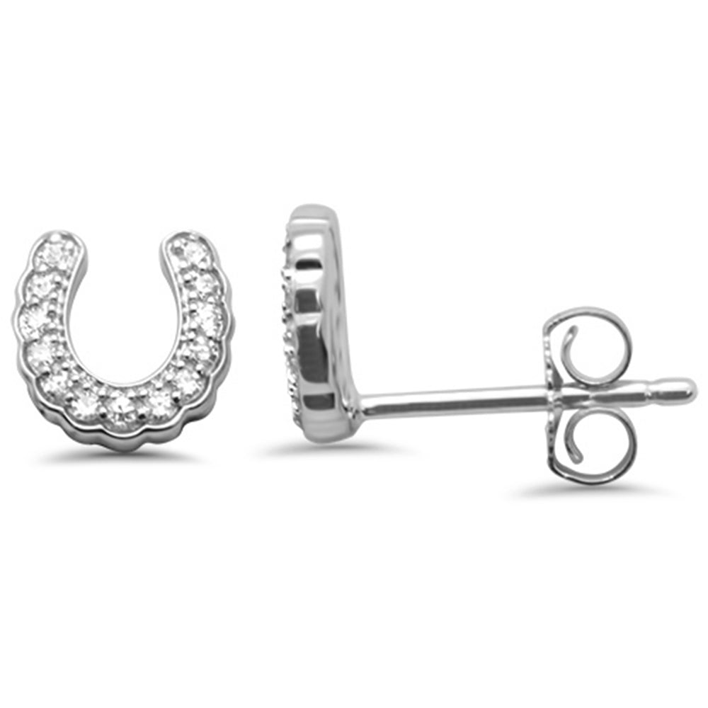 Muse Jewelry .11ct G SI 14K White Gold Diamond Horse Shoe Stud Earrings