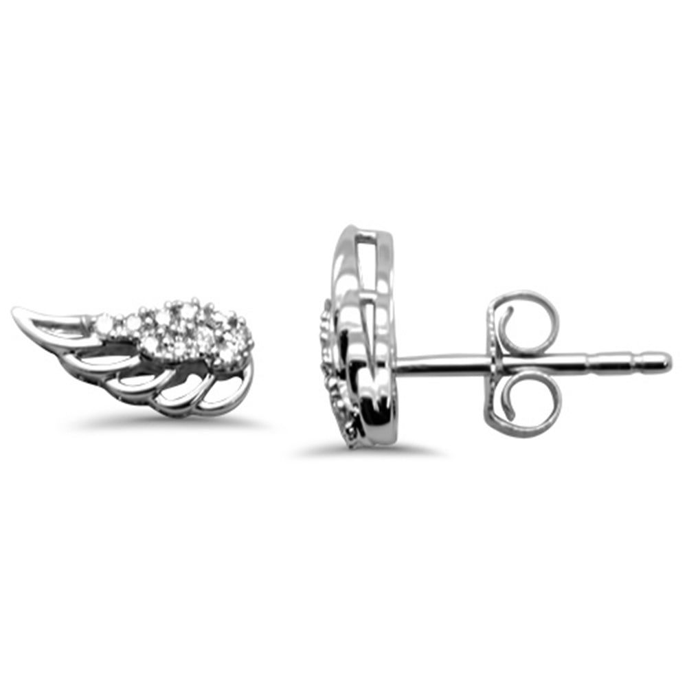 Muse Jewelry .08ct G SI 14K White Gold Diamond Wings Earring