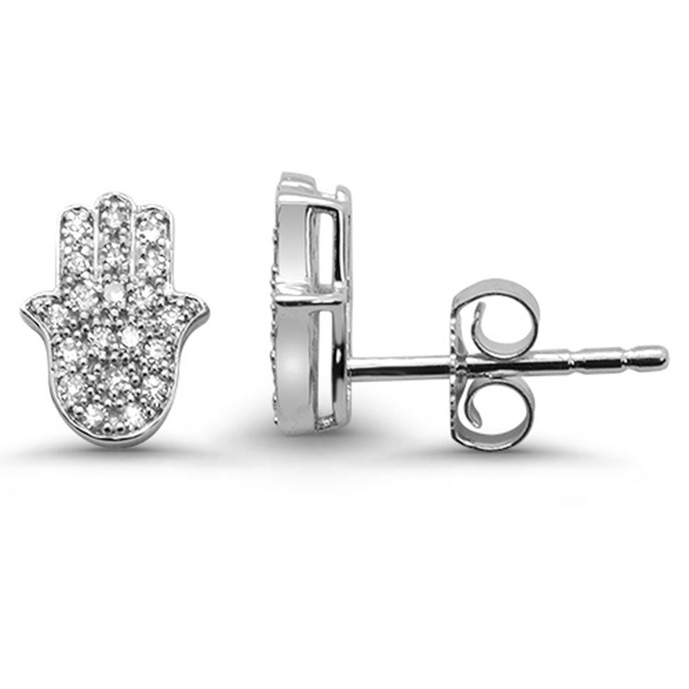 Muse Jewelry .16ct G SI 14K White Gold Diamond Hamsa Earring