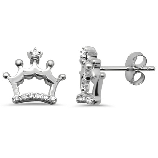 Muse Jewelry .08ct G SI 14K White Gold Diamond Crown Shaped Earring