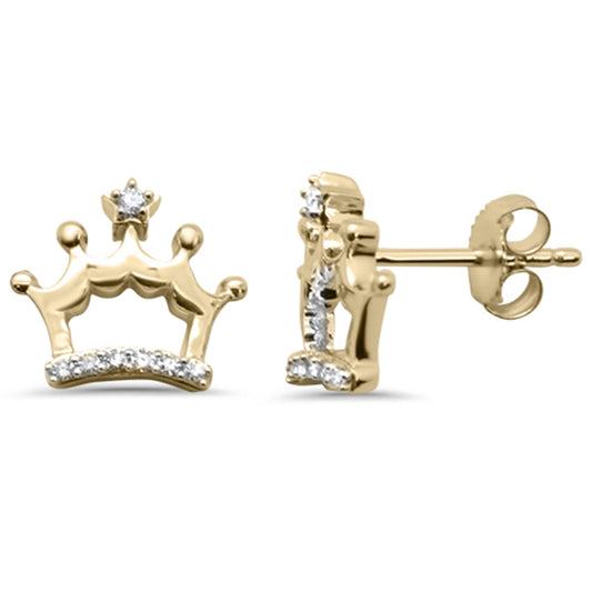 Muse Jewelry .08ct G SI 14K Yellow Gold Diamond Crown Shaped Earring