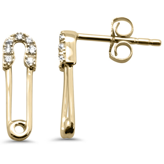 Muse Jewelry .09ct G SI 14K Yellow Gold Diamond Safety Pin Earrings