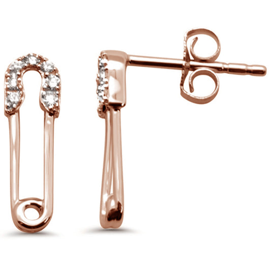 Muse Jewelry .09ct G SI 14K Rose Gold Diamond Safety Pin Earrings