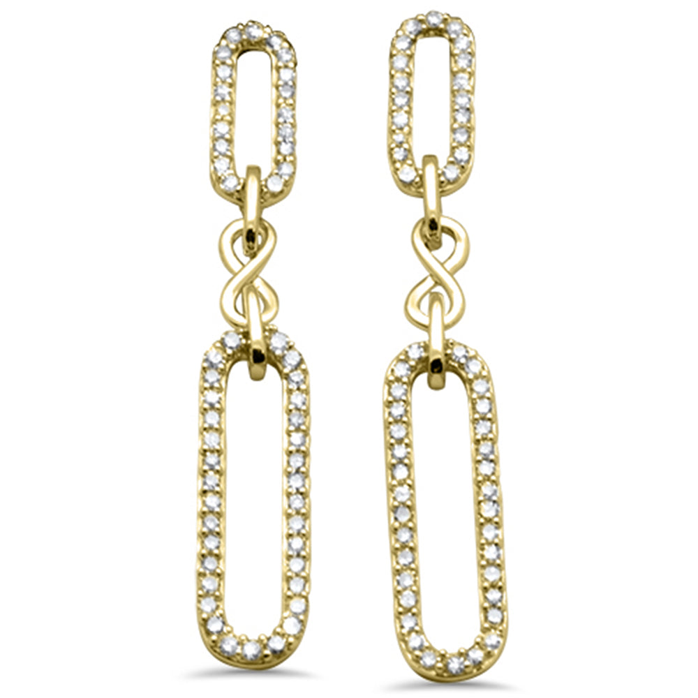 Muse Jewelry .50ct G SI 14K Yellow Gold Round Diamond Paperclip Infinity Dangling Earrings