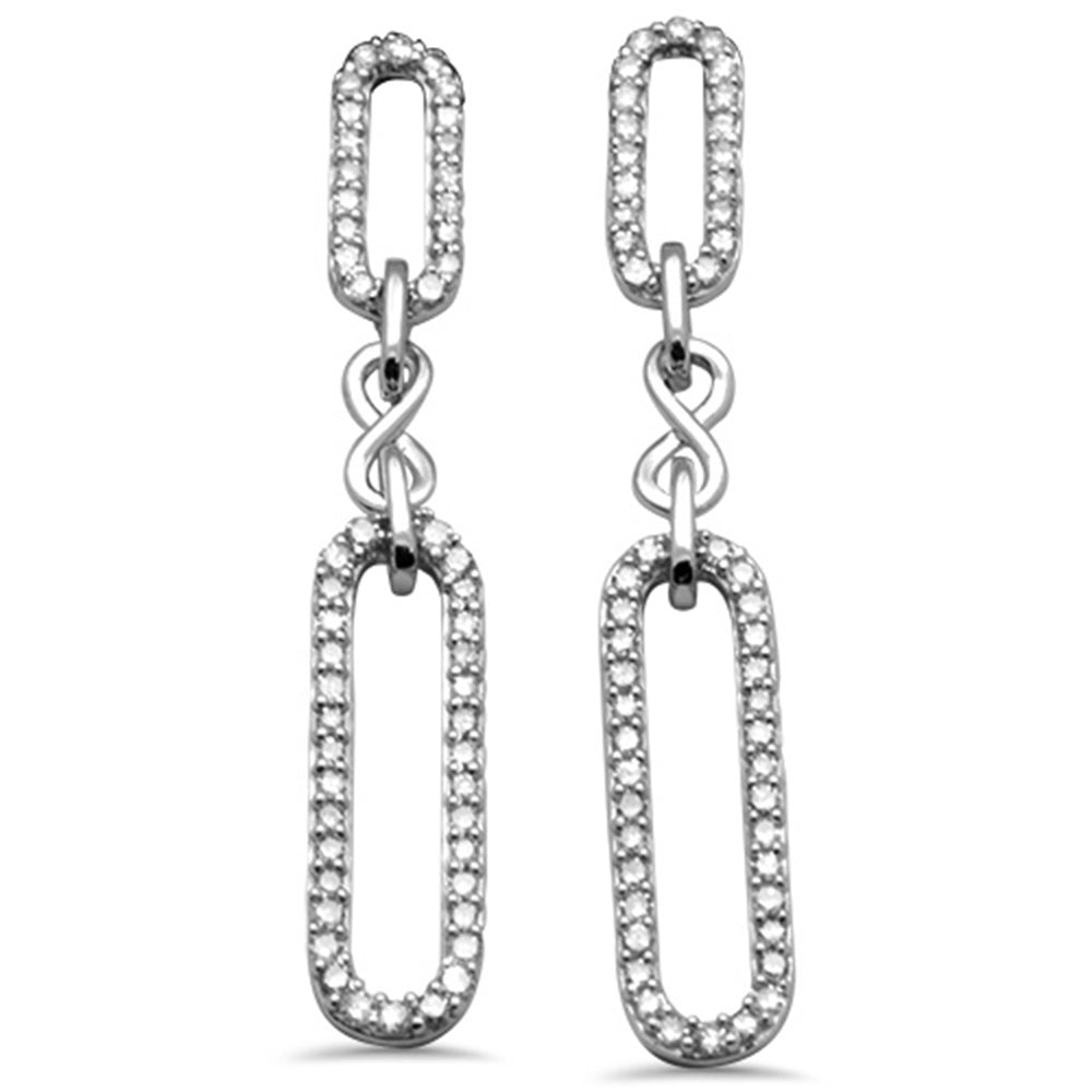 Muse Jewelry .50ct G SI 14K White Gold Diamond Paperclip Infinity Dangling Earrings