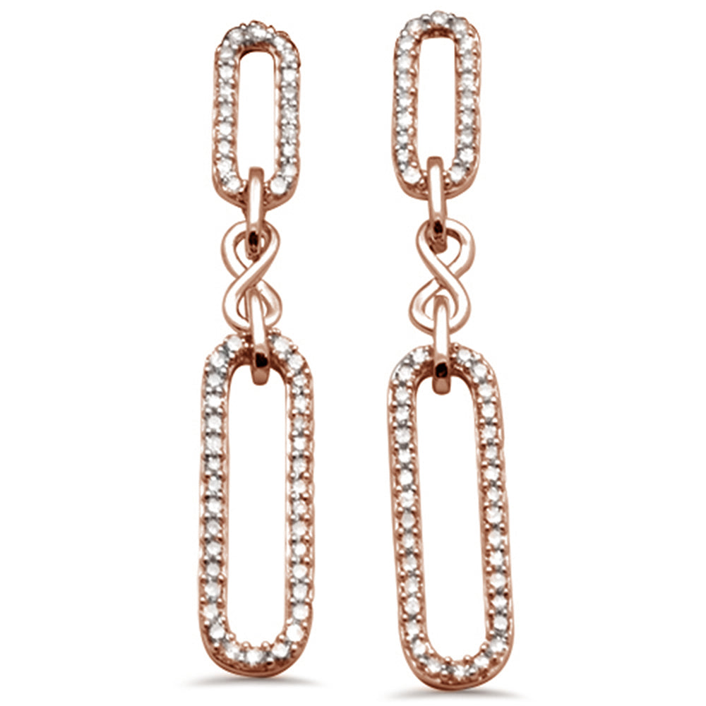 Muse Jewelry .47ct G SI 14K Rose Gold Diamond Paperclip Infinity Dangling Earrings