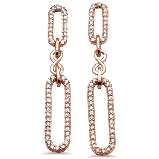 Muse Jewelry .47ct G SI 14K Rose Gold Diamond Paperclip Infinity Dangling Earrings