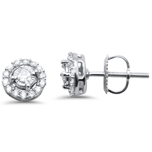 Muse Jewelry .33ct G SI 14K White Gold Round Diamond Halo Style Stud Earrings