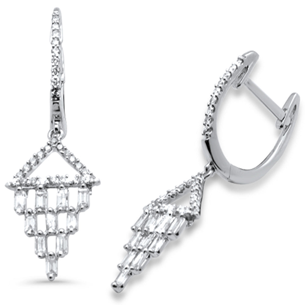 Muse Jewelry .50ct G SI 14K White Gold Round & Baguette Diamond Dangling Earrings