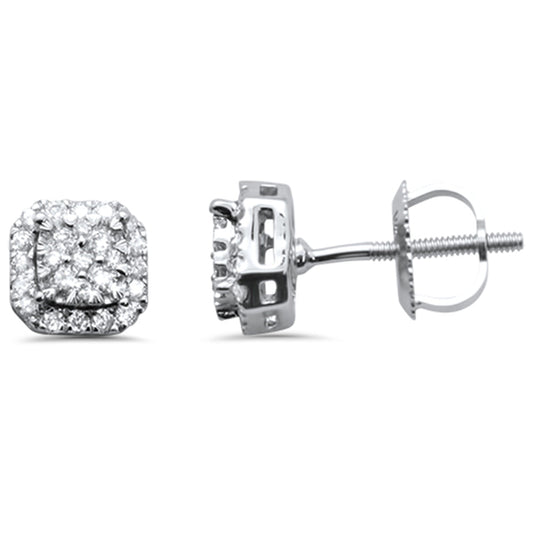 Muse Jewelry .27ct G SI 14K White Gold Square Shape Round Diamond Stud Earrings