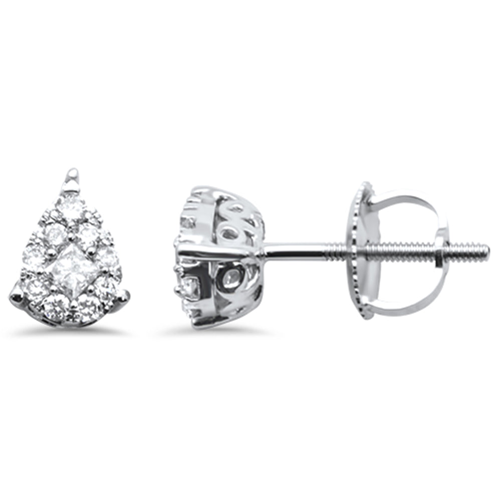 Muse Jewelry .28ct G SI 14K White Gold Round Diamond Pear Shaped Diamond Stud Earrings