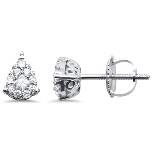 Muse Jewelry .28ct G SI 14K White Gold Round Diamond Pear Shaped Diamond Stud Earrings