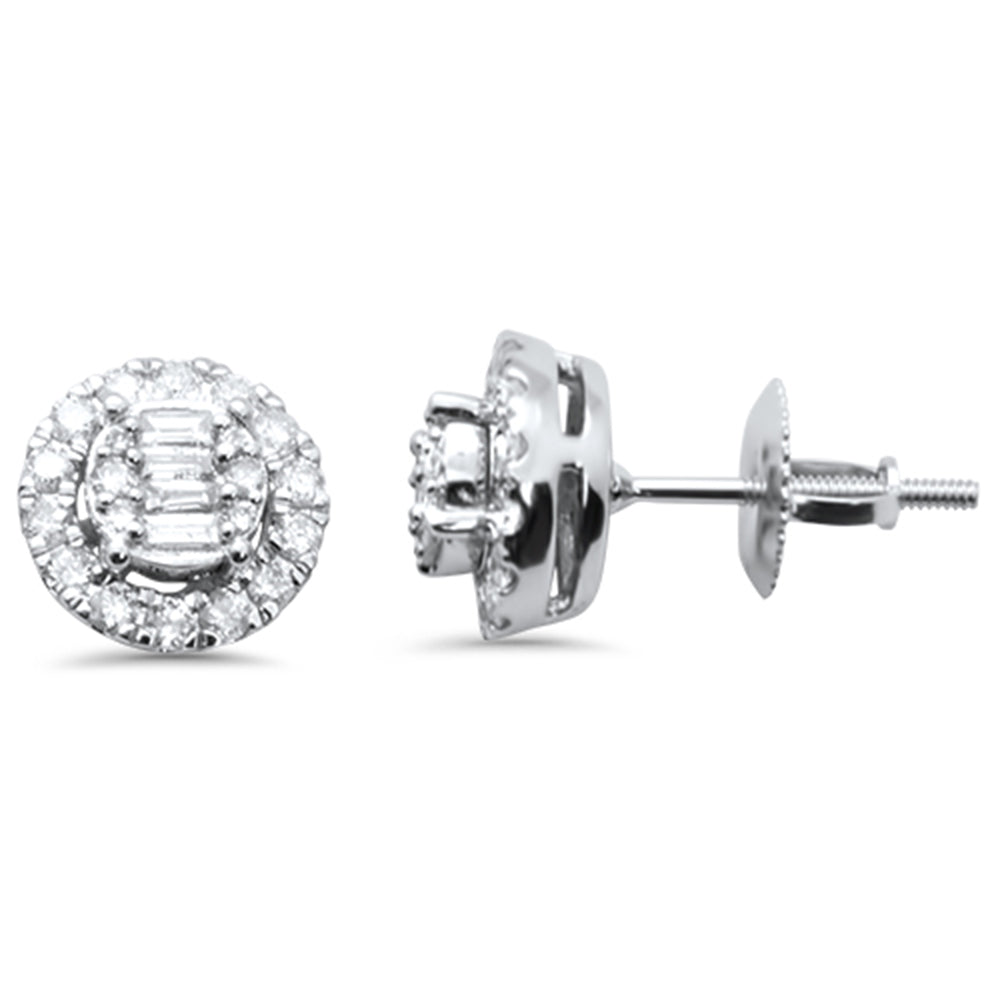 Muse Jewelry .52g G SI 14K White Gold Round & Baguette Diamond Earrings