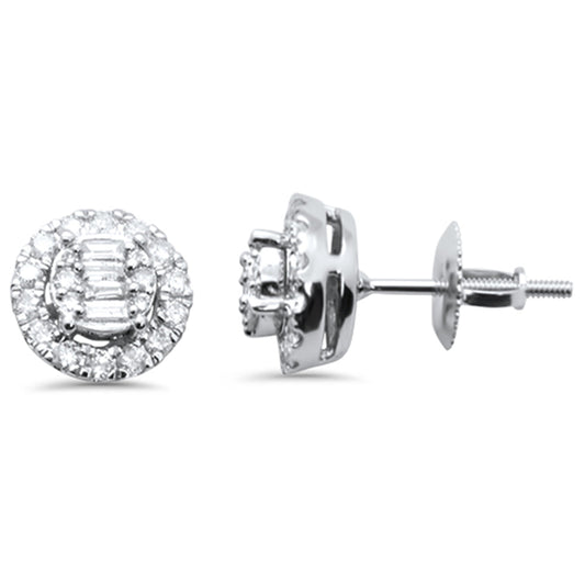 Muse Jewelry .52g G SI 14K White Gold Round & Baguette Diamond Earrings