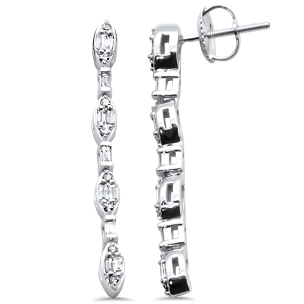 Muse Jewelry .35ct G SI 14K White Gold Round & Baguette Diamond Drop Earrings