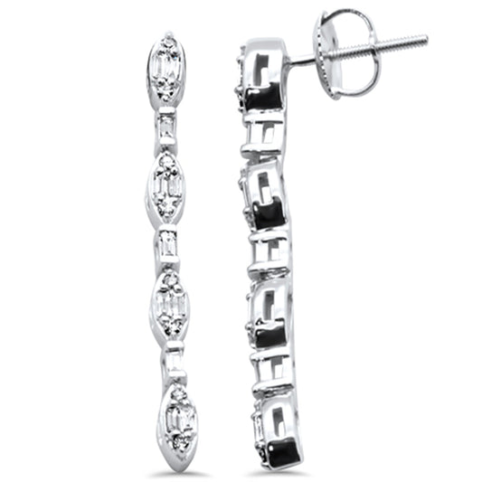Muse Jewelry .35ct G SI 14K White Gold Round & Baguette Diamond Drop Earrings
