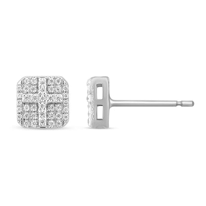 Muse Jewelry .22ct G SI 14K White Gold Diamond Cross Earrings