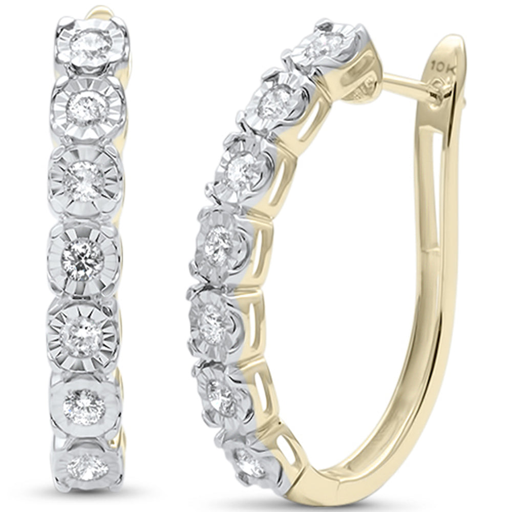 Muse Jewelry 1.05ct G SI 10K Yellow Gold Diamond Hoop Huggie Lever Back Earrings