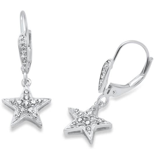 Muse Jewelry .25ct G SI 14K White Gold Diamond Star Dangle Drop Lever Back Earrings