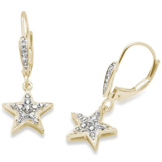 Muse Jewelry .25ct G SI 14K Yellow Gold Diamond Star Dangle Drop Lever Back Earrings