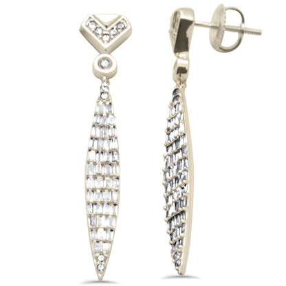 Muse Jewelry .91ct G SI 14K Yellow Gold Round & Baguette Diamond Drop Earrings