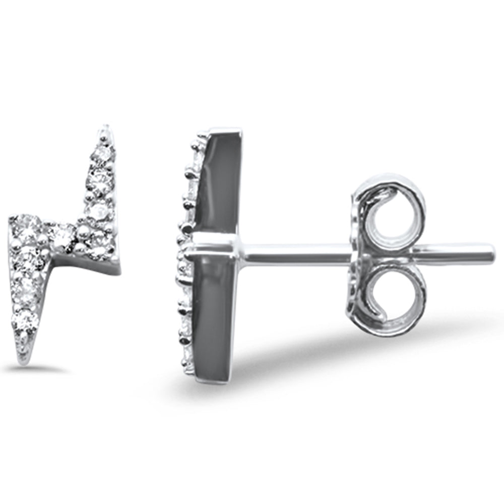 Muse Jewelry .13ct G SI 14K White Gold Diamond Thunderbolt Earrings